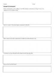 English Worksheet: Edward Scissorhands Opinion worksheet