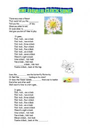 English Worksheet: The Flower Clock - song
