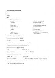 English Worksheet: english karaoke quiz