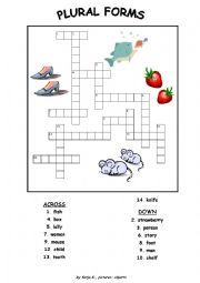 English Worksheet: crossword and wordsearch plural forms
