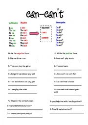 English Worksheet: Can/cant(ability)