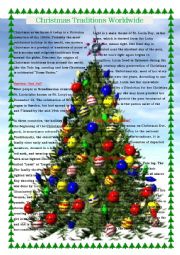 English Worksheet: Christmas Traditions Worldwide