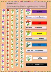 English Worksheet: Count the Flowers