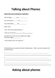 English Worksheet: Talking and asking about mobile phones