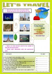 English Worksheet: LETS TRAVEL (3PAGES)
