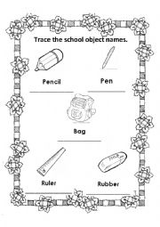 English Worksheet: School Objects