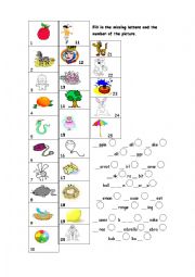 English Worksheet: Fill in the missing letter.