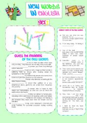 English Worksheet: New Words in English - Set 2