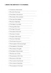 English Worksheet: GENITIVE CASE