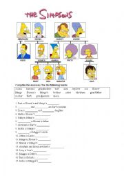 English Worksheet: family members The simpsons