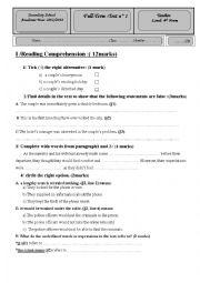English Worksheet: Full Term Test 1 Bac 