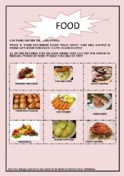 English Worksheet: Food
