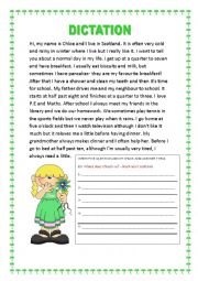 English Worksheet: DICTATION ON A GIRLS DAILY ROUTINE. YOLANDA