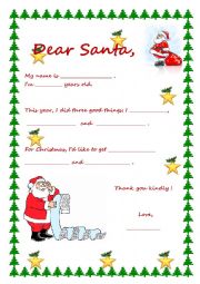 English Worksheet: Letter to Santa Claus