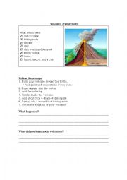 English Worksheet: Volcano Experiment