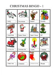 English Worksheet: Christmas bingo 1 of 4 