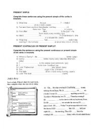 English Worksheet: Present Simle and Present Continuous