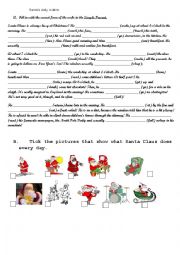 English Worksheet: Santas daily routine