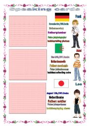 English Worksheet: speaking cards 2