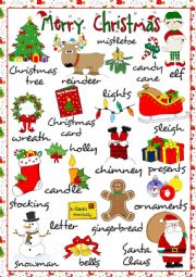 English Worksheet: Merry Christmas - pictionary