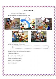 English Worksheet: Birthday Party Cartoon