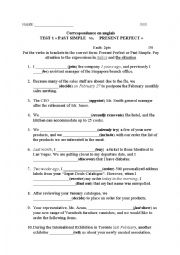 English Worksheet: Test on Present Perfect   vs.  Past Simple