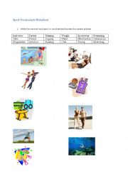 English Worksheet: Sport vocabulary worksheet