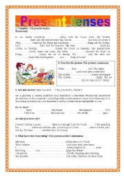 English Worksheet: PRESENT TENSES (simple, continuous,perfect, perfect continuous)