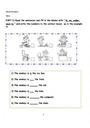 English Worksheet: in,on,under,next to,prepositions