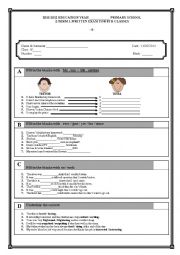 English Worksheet: 8th grade 2nd term 1st exam