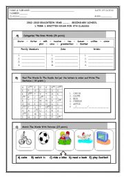 English Worksheet: 6th grade 1st term 1st exam