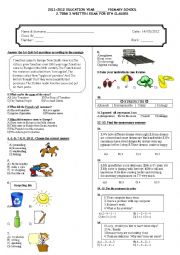 English Worksheet: 8th grade 2nd term 3rd exam