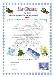 English Worksheet: Blue Christmas - *** Glee Song***