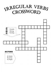English Worksheet: Irregular Verbs Crossword (with key)