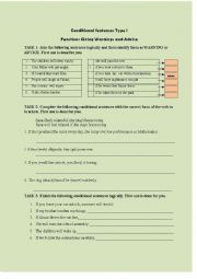 English Worksheet: Conditional sentences Type 1