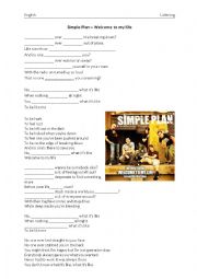 English Worksheet: Simple Plan - Welcome to my life