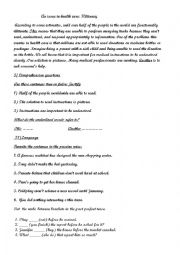 English Worksheet: an issue on health care