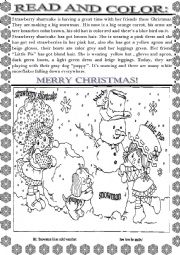 English Worksheet: READ AND COLOR - CHRISTMAS PICTURE