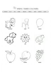 English Worksheet: colours