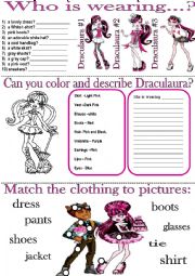 English Worksheet: WHO IS WEARING...?