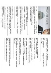English Worksheet: Michael buble, just havent met you yet music gapfill