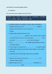 English Worksheet: About english secondary schools