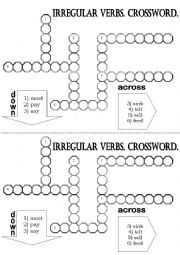 English Worksheet: Irregular Verbs Crossword (with key)