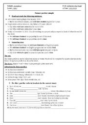 English Worksheet: future perfect simple