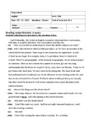 English Worksheet: end-of-term test