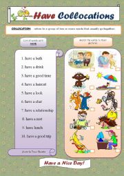 English Worksheet: Have Collocations