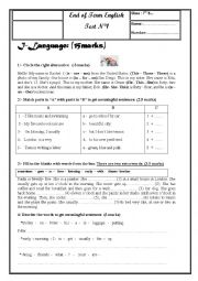 English Worksheet: 7th form Test