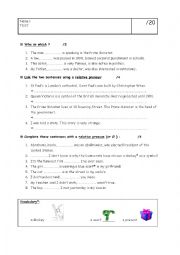 English Worksheet: Relative clauses