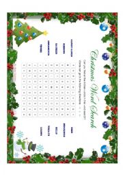 English Worksheet: Christmas tree word search