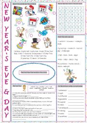 English Worksheet: New Years Eve & Day Vocabulary Exercises